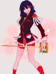  bad_id bad_pixiv_id bike_shorts black_hair cosplay epaulettes kill_la_kill matoi_ryuuko saaya_(32308) short_hair shoujo_kakumei_utena solo sword tenjou_utena tenjou_utena_(cosplay) weapon 