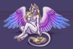  abstract_background acidapluvia avian breasts claws digitigrade female fur gryphon hindpaw nipples nude pawpads paws pussy sitting soles solo toes wings 