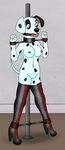  ball_gag bdsm bound breasts canine collar dalmatian dog dots dotsy_(character) female follwilliar folwilliar gag high_heeled_boots high_heels mammal pussy spreader_bar 