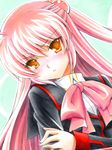  bow brown_eyes chibinon futaki_kanata little_busters! long_hair pink_bow purple_hair school_uniform side_ponytail 