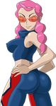  1girl armpits ass bare_shoulders braid breasts covered_nipples ears elite_four erect_nipples glasses hips large_breasts lowres nintendo pachira_(pokemon) pink_hair pokemon pokemon_(game) pokemon_xy pose sideboob sidelocks smile solo sunglasses twin_braids warner wide_hips 