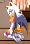 bat bbmbbf boots breasts butt female inside kneeling looking_at_viewer looking_back mammal mobius_unleashed nipples palcomix pussy rouge_the_bat sega solo sonic_(series) 