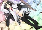  black_hair book long_hair seifuku thighhighs yahari_ore_no_seishun_love_come_wa_machigatteiru. yukinoshita_yukino 