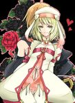  1girl alice_(tales) bad_id bad_pixiv_id black_flower black_rose blonde_hair emil_castagnier flower hat kibou_(pue) red_flower red_rose rose scarf short_hair smile tales_of_(series) tales_of_symphonia tales_of_symphonia_knight_of_ratatosk yellow_eyes 