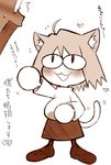  1girl :3 animal_ears arcueid_brunestud blush brown cat_ears chibi commentary full_body heart monochrome nakagami_takashi nekoarc pregnant slit_pupils sweater toono_shiki translated tsukihime 