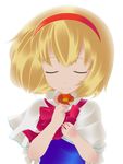  alice_margatroid bad_id bad_pixiv_id blonde_hair closed_eyes flower hairband short_hair smile solo touhou umumu_(pilcre) 