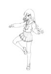  bad_id bad_pixiv_id cat full_body greyscale harumachi_nagaaki highres legs lineart lucy_maria_misora monochrome school_uniform serafuku solo standing to_heart_2 