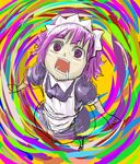  @_@ artist_request colorful futaba_channel maid nijiura_maids open_mouth psychedelic purple_eyes purple_hair saliva short_hair solo yakui 