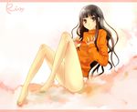  barefoot black_hair cat's_cradle feet itoshiki_rin legs letterboxed long_hair milcho orange_shirt panties sayonara_zetsubou_sensei shirt sitting smile solo sweater underwear wavy_hair 