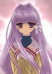  bad_id bad_pixiv_id clannad fujibayashi_kyou hikarizaka_private_high_school_uniform long_hair purple_eyes purple_hair sakasaka school_uniform solo 