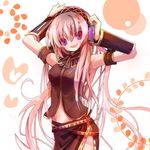  armpits bad_id bad_pixiv_id headphones long_hair megurine_luka pink_hair purple_eyes saya_(sayaya) solo vocaloid 