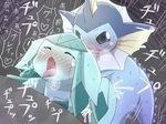  all_fours ambiguous_gender blue_skin blush crying cum cum_on_leg doggystyle drooling eeveelution from_behind glaceon hm3526 japanese_text male nintendo open_mouth orgasm pok&#233;mon pok&eacute;mon saliva sex spasm steam sweat tears text tongue tongue_out vaporeon video_games 