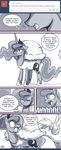 comic costume cutie_mark derpy_hooves_(mlp) eating equine female food friendship_is_magic horn horse john_joseco mammal muffin my_little_pony pony princess_luna_(mlp) winged_unicorn wings 