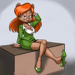  anthro bear breasts carelessdoodler cleavage clothed clothing female hair julie_bruin long_hair looking_at_viewer mammal orange_hair solo tiny_toon_adventures 