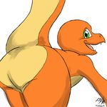  animated bald bent_over butt charmander cute dragon green_eyes happy hi_res jammerhighwind looking_at_viewer looking_back male nintendo nude plain_background pok&#233;mon pok&eacute;mon shaking sharp_teeth smile standing teeth tommy_(character) tongue video_games white_background young 