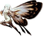  aerie_(bravely_default) arched_back bangs black_legwear blonde_hair blunt_bangs bravely_default:_flying_fairy bravely_default_(series) butterfly_wings dress fairy fairy_wings full_body gloves long_hair multicolored_hair no_nose pointy_ears smile solo strapless strapless_dress thighhighs transparent_background white_dress white_hair wings yoshida_akihiko 