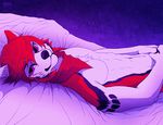  bed canine cenny dog falvie hair looking_at_viewer male mammal pink_eyes red_hair solo 