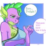  anthro arnachy barb_(mlp) breasts crossgender cum cum_on_breasts cum_on_face dragon female friendship_is_magic geeflakes green_eyes green_nipples my_little_pony nipples purple_body solo spike_(mlp) 