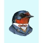  bird black_eyes black_feathers bow_tie bust clothed clothing handkerchief pin plain_background red_feathers ryan_berkley sailboat sparrow suit 