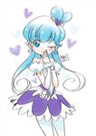  alternate_form bare_shoulders blue_eyes blue_hair blue_skirt choker cnove cure_princess dress earrings form_change hair_bun hair_ornament half_updo happinesscharge_precure! happy heart jewelry long_hair looking_at_viewer magical_girl one_eye_closed ponytail precure puffy_sleeves sherbet_ballet shirayuki_hime simple_background sketch skirt smile solo white_background wrist_cuffs 