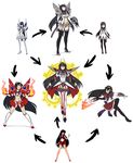  6+girls akemi_homura argyle argyle_legwear bechno_kid bishoujo_senshi_sailor_moon black_hair black_legwear boots chimerism colored directional_arrow fire fusion gears hair_ornament hairband hairclip headgear hexafusion high_heel_boots high_heels highres hino_rei junketsu kill_la_kill kiryuuin_satsuki knee_boots lineart long_hair mahou_shoujo_madoka_magica multiple_girls pantyhose pleated_skirt revealing_clothes revision sailor_collar sailor_mars shield showgirl_skirt skirt template thigh_boots thighhighs triple_fusion very_long_hair 