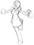  blush crossgender female headband hitmonchan maid maid_uniform monochrome nintendo pok&#233;mon pok&eacute;mon sketch solo unknown_artist video_games 