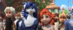  &lt;3 anthro bianca_(sheep_and_wolves) blue_eyes blue_fur blue_hair bovid canid canine canis caprine female fur hair headshot hi_res looking_at_viewer mammal outside red_hair russian sheep sheep_and_wolves smile tree tuft wizart wizarts wolf 