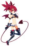  1girl arm_strap bangs bare_shoulders bat_wings batwings belt black_gloves black_legwear blush boots bracelet choker demon_girl demon_tail disgaea disgaea_d2 earrings ears etna flat_chest full_body gloves hair_between_eyes hands harada_takehito high_heel_boots high_heels highres hips holding jewelry leather leg_up legs long_image looking_at_viewer midriff navel official_art open_mouth pointy_ears read_eyes red_eyes red_hair red_legwear red_wings short_hair short_shorts short_twintails shorts simple_background skinny skull solo tail tall_image thigh_boots thighhighs thighs transparent_background transperant_background tubetop twintails wings 