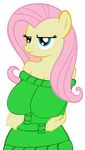  absurd_res alpha_channel anthro anthrofied big_breasts blue_eyes breasts cleavage clothed clothing crossed_arms equine female fluttershy_(mlp) friendship_is_magic hair hi_res horse mammal my_little_pony pink_hair plain_background pony sofunnyguy solo standing sweater transparent_background unimpressed 