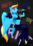  &lt;3 anthro anthrofied blueondrive blumagpie breasts cleavage clothing equine female fingerless_gloves friendship_is_magic gloves graffiti hair horse jeans looking_at_viewer mammal microphone multi-colored_hair my_little_pony navel pegasus piercing pony purple_eyes rainbow_dash_(mlp) rainbow_hair shirt shoes solo star tank_top vest wings 