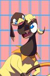  blue_eyes checkered_background cute frilled_lizard heliolisk helioptile lizard nintendo open_mouth pok&#233;mon pok&eacute;mon reptile saital scalie video_games 