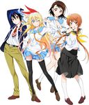  &gt;:) :q ;) black_legwear blazer blonde_hair blue_eyes brown_eyes brown_hair hair_ribbon highres jacket kirisaki_chitoge kneehighs loafers long_legs long_skirt mole mole_under_eye multiple_girls nisekoi official_art one_eye_closed onodera_kosaki pants parted_lips reverse_trap ribbon school_uniform serafuku shoes skirt smile sugiyama_nobuhiro tachibana_marika thighhighs tongue tongue_out tsugumi_seishirou v v-shaped_eyebrows white_legwear zettai_ryouiki 