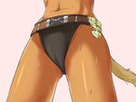  belt bikini_bottom bobabo cameltoe cat_tail close-up final_fantasy final_fantasy_xi mithra navel simple_background solo sweat tail thighs 