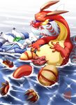  3_toes anthro belly big_belly chubby claws dragon eyes_closed fish fishing float floating happy horn legend_of_zelda long_neck male marine nintendo overweight red_skin scalie sea syrusdragon the_legend_of_zelda valoo video_games water western_dragon white_dragon white_skin wind_waker wings wmustang yellow_eyes 