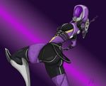  alien female gradient_background gun mask mass_effect purple_background quarian ranged_weapon solo tali tali'zorah_nar_rayya weapon 