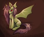  angry bat bat_pony bat_wings cutie_mark equine female feral flutterbat_(mlp) fluttershy_(mlp) friendship_is_magic fur hair horse long_hair mammal my_little_pony open_mouth pegasus pink_eyes pink_hair plain_background pointy_ears pony possim red_eyes sitting solo vampire wings 