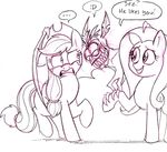  2014 applejack_(mlp) bat cowboy_hat english_text equine female feral fluttershy_(mlp) friendship_is_magic grin group hair hat horse long_hair mammal mickeymonster monochrome my_little_pony pegasus pony smile teeth text wings 
