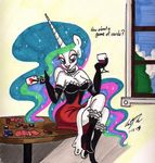  &lt;3 alcohol anthro anthrofied beverage big_breasts boots breasts cards cleavage clothed clothing corset dialog dress elbow_gloves english_text equine female friendship_is_magic gloves hair heel high_heels horn horse long_hair looking_at_viewer mammal multi-colored_hair my_little_pony newyorkx3 pink_eyes poker poker_chips pony princess_celestia_(mlp) purple_eyes sitting smile solo sparkles text window wine wine_glass winged_unicorn wings 