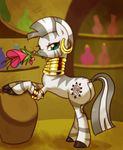  &#12450;&#12521;&#12521;&#12462;&#22799;&#27193; ?????? ear_piercing equine female feral flower friendship_is_magic hair jewelry mammal my_little_pony piercing solo stripes two_tone_hair zebra zecora_(mlp) 