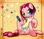  &#12450;&#12521;&#12521;&#12462;&#22799;&#27193; ?????? clothing coat equine female feral friendship_is_magic fur hair hairbrush horse looking_at_viewer mammal my_little_pony original_character pink_fur pony scissors sitting smile solo two_tone_hair vidala_swoon_(mlp) 
