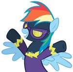  clothing costume equine female feral friendship_is_magic fur hair horse kibbiethegreat long_hair mammal multi-colored_hair my_little_pony open_mouth pegasus plain_background pony rainbow_dash_(mlp) rainbow_hair shadowbolts_(mlp) smile solo transparent_background wings 