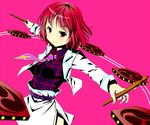  bad_id bad_pixiv_id belt breasts cnm cross drum drum_set drumsticks horikawa_raiko instrument inverted_cross jacket looking_at_viewer medium_breasts necktie open_clothes open_jacket outstretched_arms pink_background plaid plaid_shirt purple_neckwear red_eyes red_hair shirt short_hair simple_background skirt smile solo spread_arms touhou 