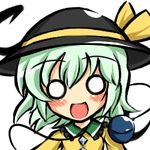  banned_artist blush green_eyes green_hair hat kisaragi_zwei komeiji_koishi looking_at_viewer lowres o_o open_mouth short_hair simple_background smile solo touhou upper_body white_background 