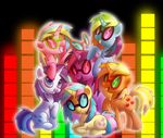  blonde_hair blue_eyes blue_fur equine eyewear female feral fluttershy_(mlp) friendship_is_magic fur group hair hi_res horn horse lying mammal multi-colored_hair my_little_pony open_mouth orange_fur pink_fur pink_hair pinkie_pie_(mlp) pony purple_fur purple_hair rainbow_dash_(mlp) rainbow_hair rarity_(mlp) signature simple_background smile sunglasses twilight_sparkle_(mlp) two_tone_hair unicorn white_fur yellow_fur zoiby 