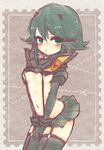  black_hair blue_eyes blush doku-ringo gloves kill_la_kill matoi_ryuuko revealing_clothes senketsu solo stamp 