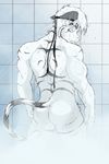  back biceps bum butt cute dragonslash feline fluffy fur handsome headband invalid_color invalid_tag leo leo_(dragonslash) male mammal muscles nude relaxing shower solo tiger water wet white_tiger 