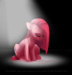  black_background crying cutie_mark equine female feral friendship_is_magic fur hair horse long_hair mammal my_little_pony pink_fur pink_hair pinkamena_(mlp) pinkie_pie_(mlp) plain_background pony sad signature sillycaracal sitting solo tears 