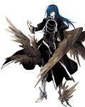  angel_wings black_wings blue_hair hair_over_one_eye long_hair male_focus original red_eyes solo starshadowmagician wings 