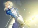  ahoge armor artoria_pendragon_(all) blonde_hair dress excalibur excalibur_face fate/stay_night fate_(series) saber solo soul_eater third-party_edit weapon 
