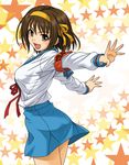  brown_eyes brown_hair hairband hida_tatsuo open_mouth orange_hairband solo suzumiya_haruhi suzumiya_haruhi_no_yuuutsu 